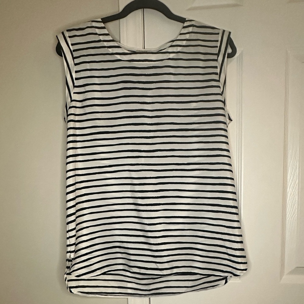 J. Crew Black and White Striped Tank Top